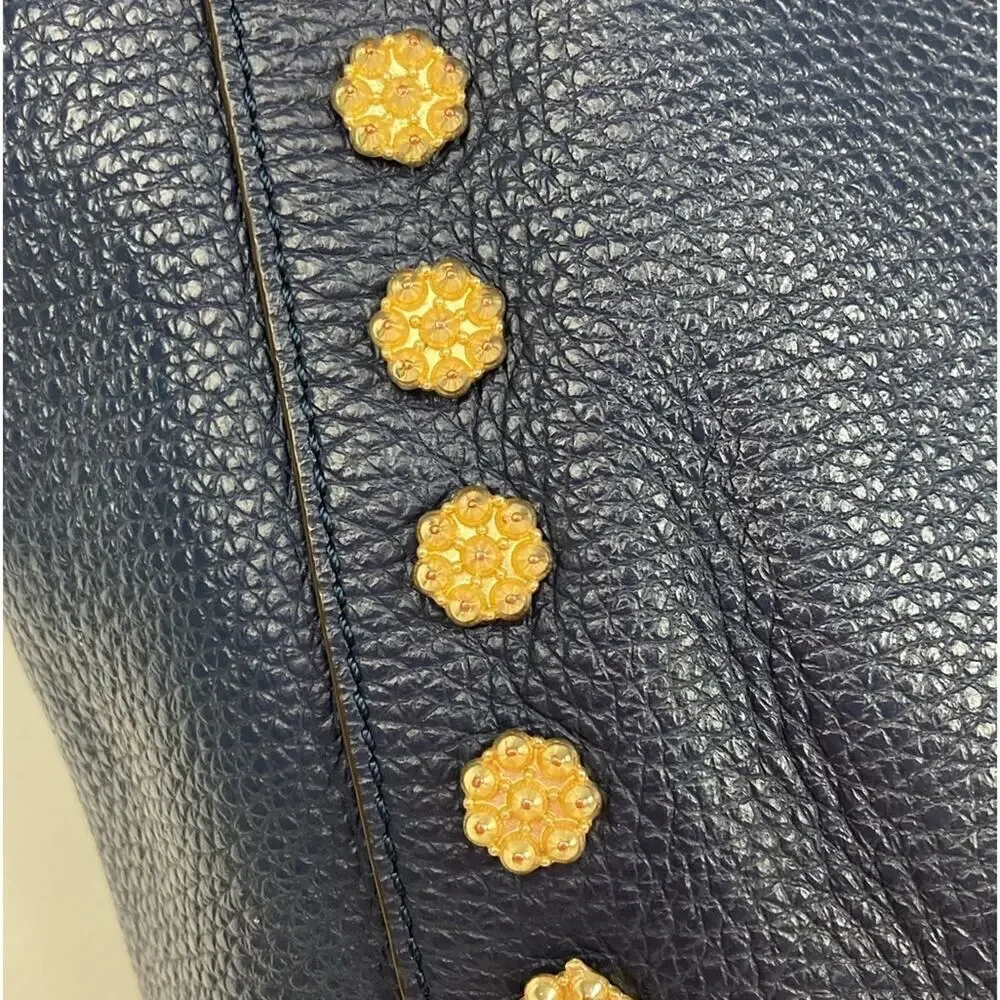 ANNABEL INGALL Leather Daisy Stud Tote in Navy - $465.